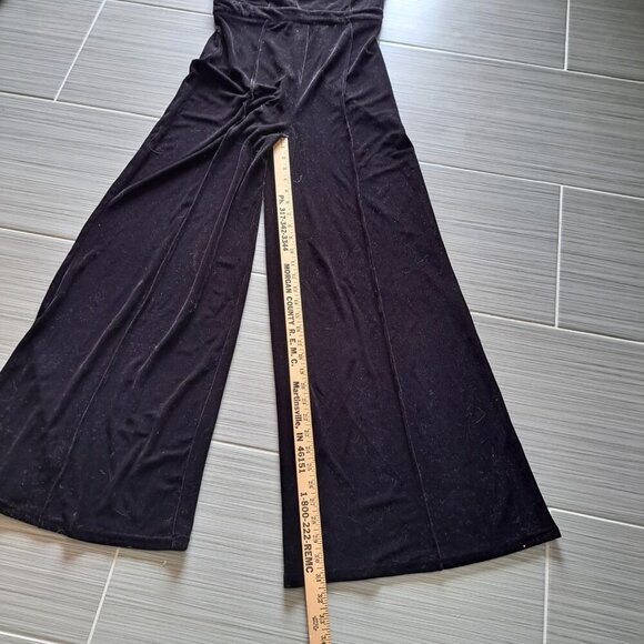 Flying Tomato Velvet Wide Leg Sleeveless Romper Feathers Black Size Large Fairy - Picture 4 of 9